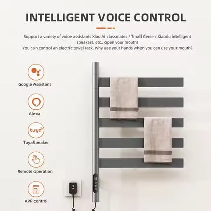 Bathrooms Accessory  WiFi Constant Temperature Storage Rack Stainless Steel Rotating Electric Towel Drying Rack Heater