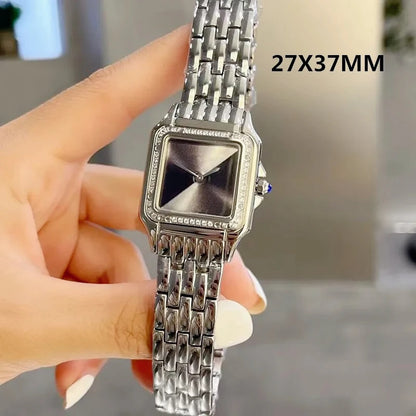 2026 Classic High Quality Luxury Style Women Quartz Watches Elegant Square Panther Shape Diamond Inlaid Dial Premium Crystal
