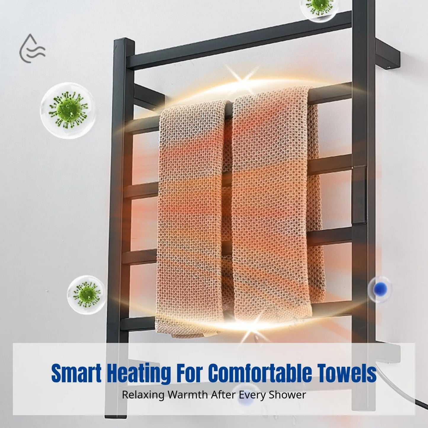 Smart Electric Towel Rack, Heated Towel Warmer, Stainless Steel, IPX4 Waterproof, Digital Display, Home Bathroom, Modern Design