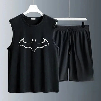 Summer sleeveless basketball jersey, casual wear, breathable short-sleeved two-piece sports shirt + running shorts