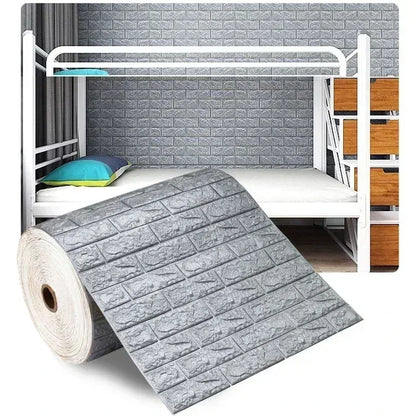 3D Self-Adhesive Wallpaper 70cm*1/5/10m Waterproof Brick Wall Stickers Living Room Bedroom Children's Room Home Decoration
