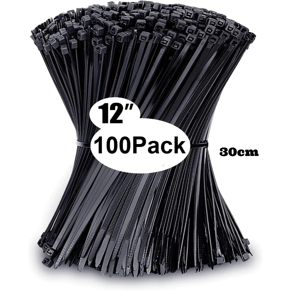 Zip Ties Assorted Sizes(4”+6”+8”+12”), 100/400 Pack Black Cable Ties UV Resistant Wire Ties