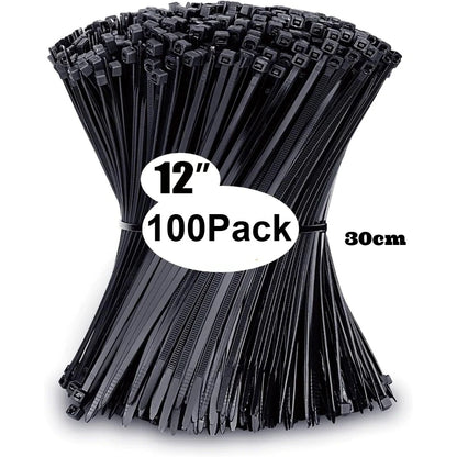 Zip Ties Assorted Sizes(4”+6”+8”+12”), 100/400 Pack Black Cable Ties UV Resistant Wire Ties