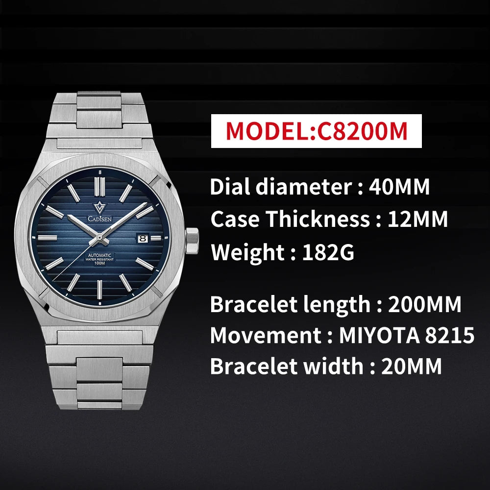 CADISEN 2026 Diver Watch Sapphire MIYOTA 8215 German Designer Men Automatic Mechanical Watches 10Bar Waterproof Gift With Box