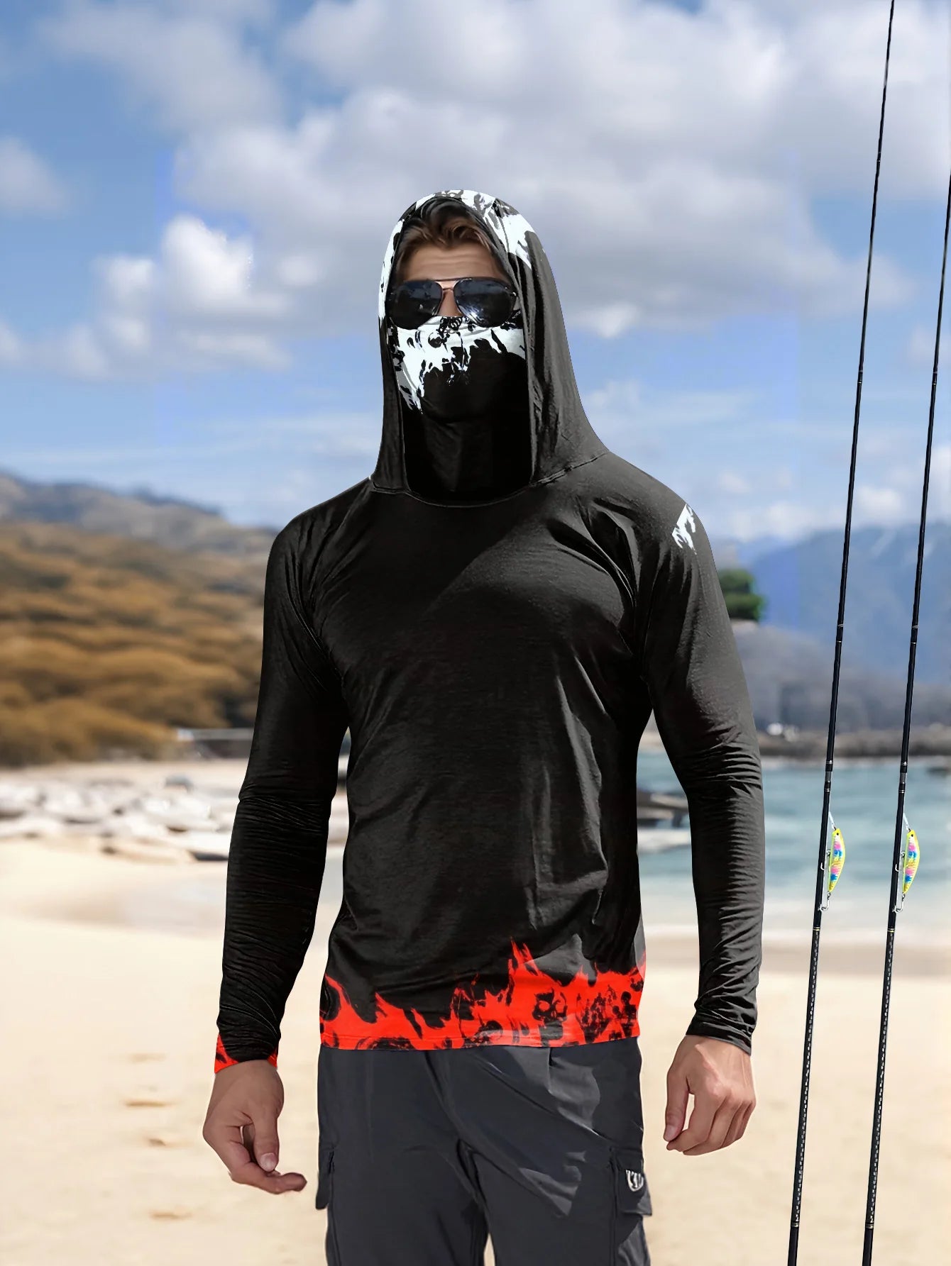 Men Hood Fishing Shirt long sleeve Fishing clothing fishing t shirt uv protection fishing shirt Fishing Apparel Quick Dry