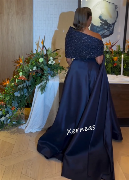 Customized Charmeuse Sparkle Sequined Evening Shawl  A-line Long Dresses Bespoke Occasion Formal Prom Elegant  فساتين الحفلات