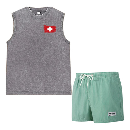 Casual Summer  sleeveless Men's 2 Piece Outfit