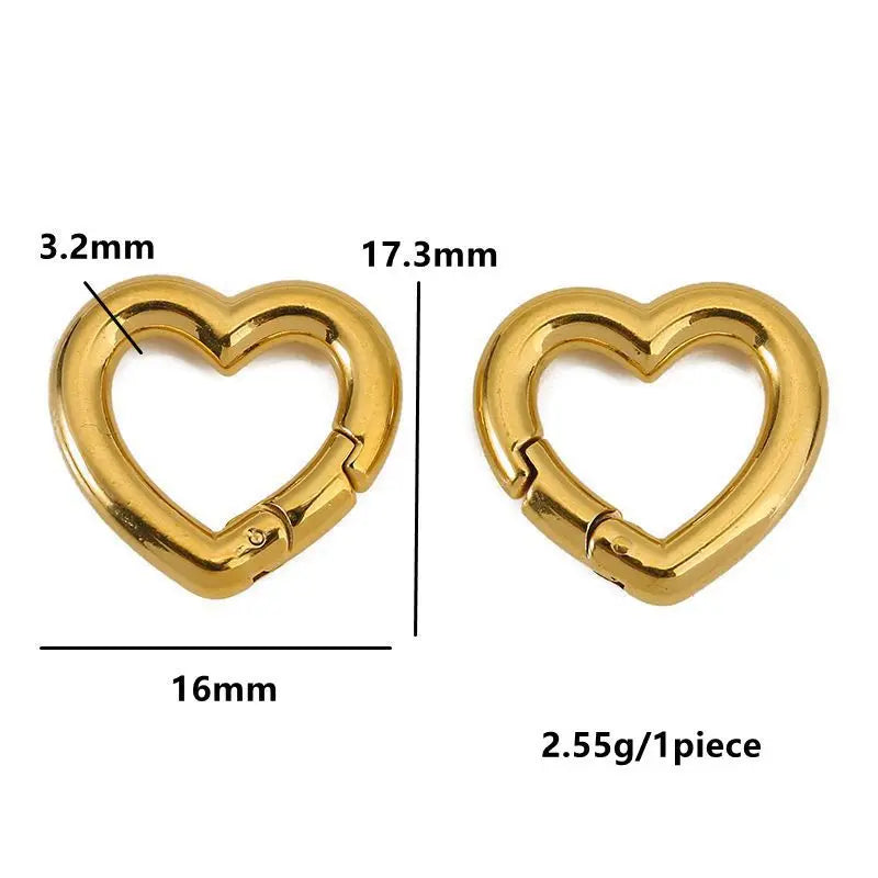 2pcs Stainless Steel Clasp Strong Oval Heart Round Polished Lobster Clasp Hook Connector DIY Necklace Jewelry Making Accessories