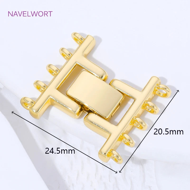 Multi Strands Necklace Clasp 18K Gold Plated Pearl Clasps Connector,Brass Fastener Closure Lock Clasps,DIY Jewelry Accessories