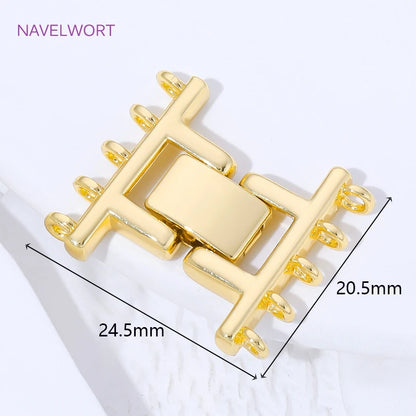 Multi Strands Necklace Clasp 18K Gold Plated Pearl Clasps Connector,Brass Fastener Closure Lock Clasps,DIY Jewelry Accessories