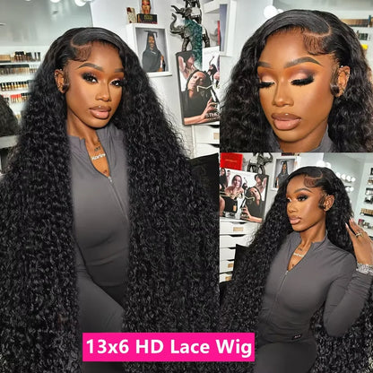 300 Density Curly 13x4 13x6 HD Lace Human Hair Wigs Pre Plucked Deep Wave Lace Frontal Wig 100% Human Hair Curly Wigs For Women