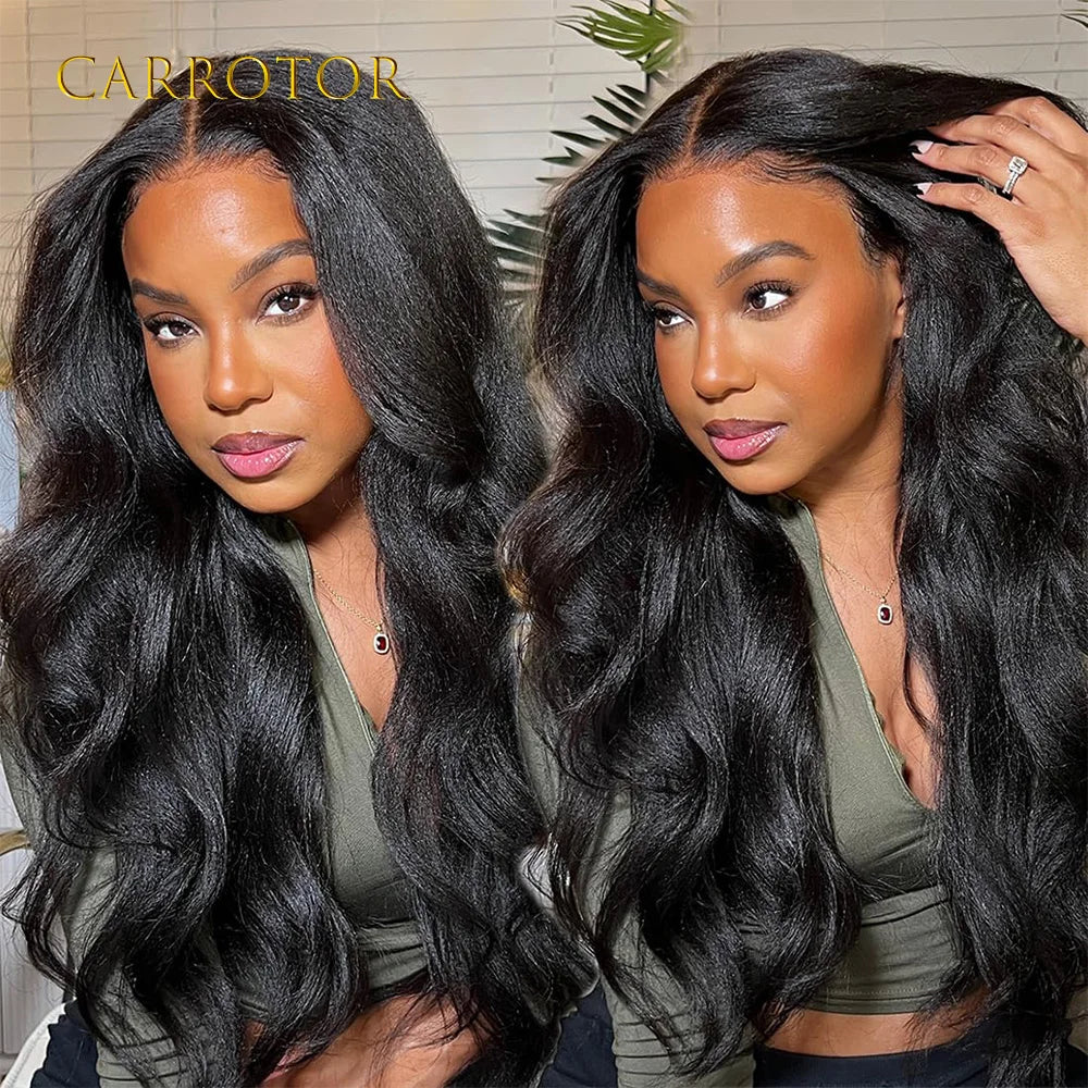 Kinky Straight And Body Wave 5x5 Transparent Lace Closure Pre Plucked Human Hair Glueless Wig Ready To Wear For Woman