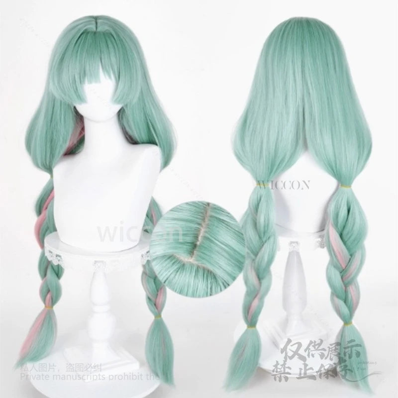 Anime Phrolova Cosplay Wig Green Pink Mixed Wig Costume Earrings Heat Resistant Synthetic Eyelashes Phrolova Halloween Party