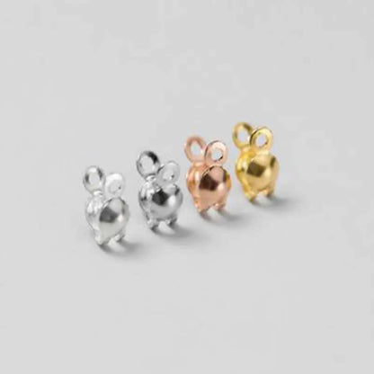 4pcs Genuine Real Pure Solid 925 Sterling Silver Closure End Beads Clasps Clips Gold Crimp Connector DIY Jewelry Making Finding