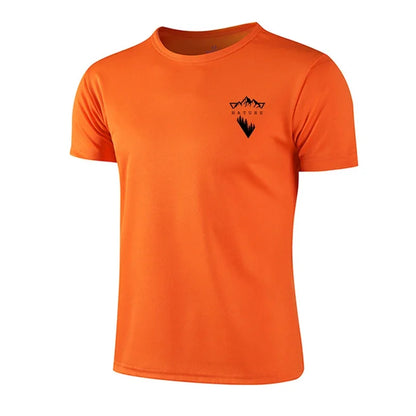 Summer Mens T-shirt Print Casual Exercise Tops Outdoor Jogging Marathon Clothing Quick-Dry Mesh Tees Popular Cycling Sportswear