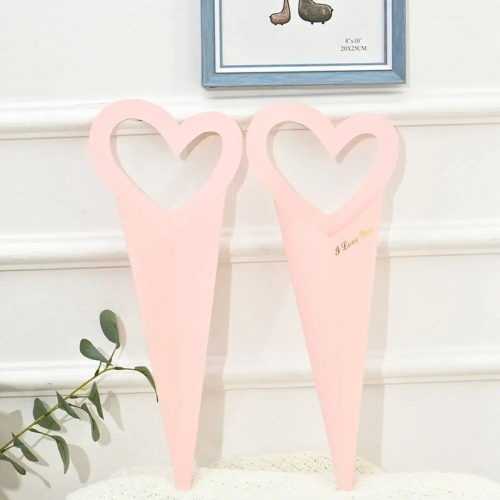 10pcs Romantic Heart Single Flower Box DIY Paper Bouquet Packaging Box Portable Rose Wrapping Gift Box Wedding Birthday Party