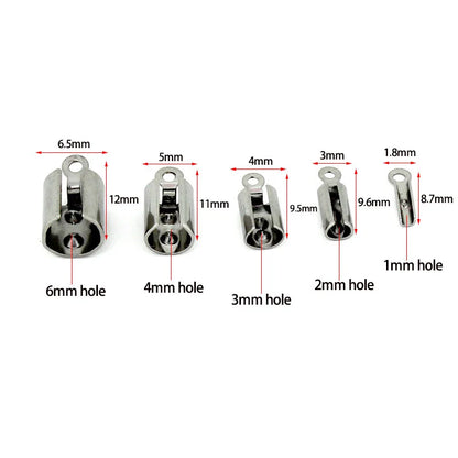 30-50pcs Stainless Steel Crimp End Clasps Fastener Connectors Cord Rope Clips for Necklace Bracelet Jewelry Making DIY Supplies