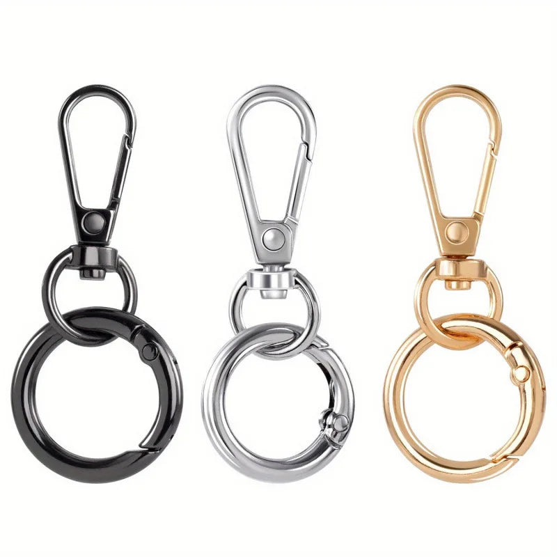 3/6/15 Sets Swivel Snap Hooks Double Opening Keychain Clip Rings Metal Lobster Claw Clasp for Hardware Crafts Lanyard Making