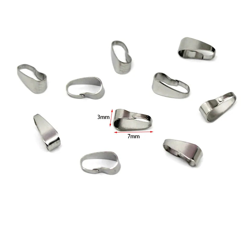 50Pcs Stainless Steel Pendant Clips Pinch Bail Clasp Connectors Necklace Hooks For Jewelry Making Findings Accessories Supplies