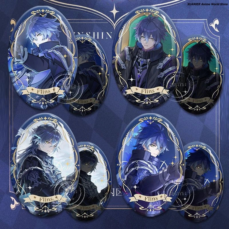 Anime Kyryll Chudomirovich Flins Series Genshin Impact Cartoon Collect Badge Brooch Pin Pendant Bedge Decor Cosplay Gift