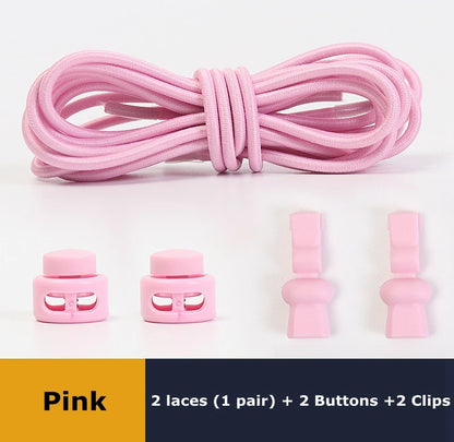 No tie shoelaces Round Elastic Shoelace Plastic snap lock Suitable for all shoes Adult children walking sports Lazy laces 1 pair