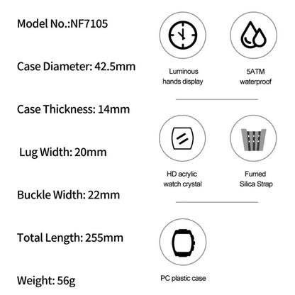 NAVIFORCE Man's Watch 5ATM Waterproof Quartz Chronograph Silicone Strap Stylish Students Sports Male Luxury Wristwatch Gifts Box