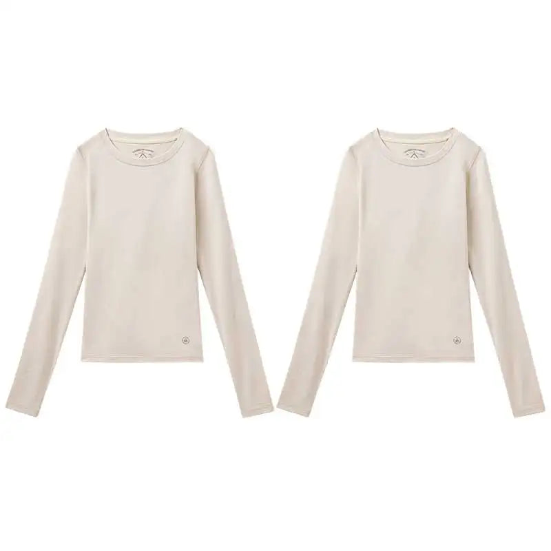 Maden Women’s Thermal Top Crew Knit Long Sleeve Underwear Shirt Slim Fit Inner Wear Warm T-shirt Autumn Spring Female Inner