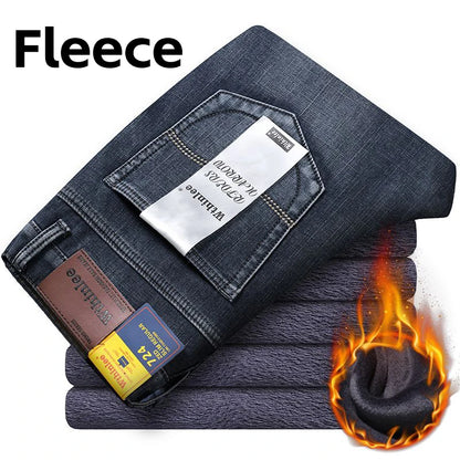 2026 New Business Men's Jeans Casual Straight Stretch Fashion Classic Blue Black Work Denim Pant Trousers Male  Clothing
