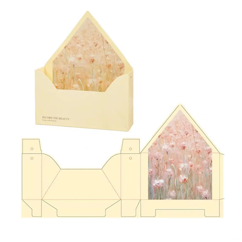 5 Pieces Romantic Flower Gift Box Portable Paper Envelope Floral Box Folding DIY Gift Gift Wrapping Box Mother's Day