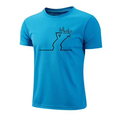 Men T-shirt Print Casual Exercise Short Sleeve Outdoor Sports Jogging Cycling Clothing Quick-Drying Mesh Tees Summer Sportswear