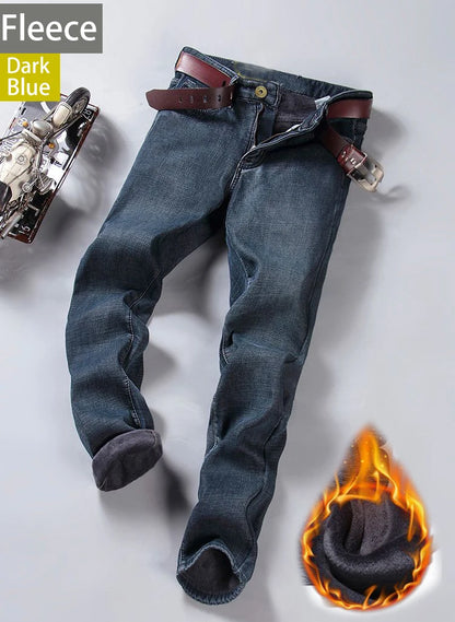 2026 New Business Men's Jeans Casual Straight Stretch Fashion Classic Blue Black Work Denim Pant Trousers Male  Clothing