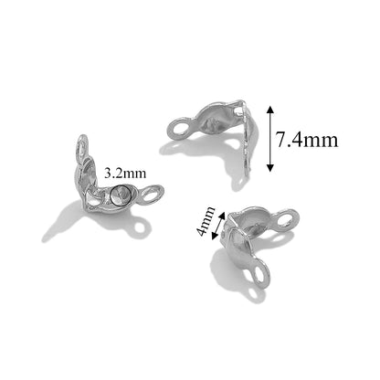 50pcs PVD Gold Plated Stainless Steel Connector Clasp Crimp End Beads For Bracelet Necklace Chains DIY End Caps Jewelry Findings