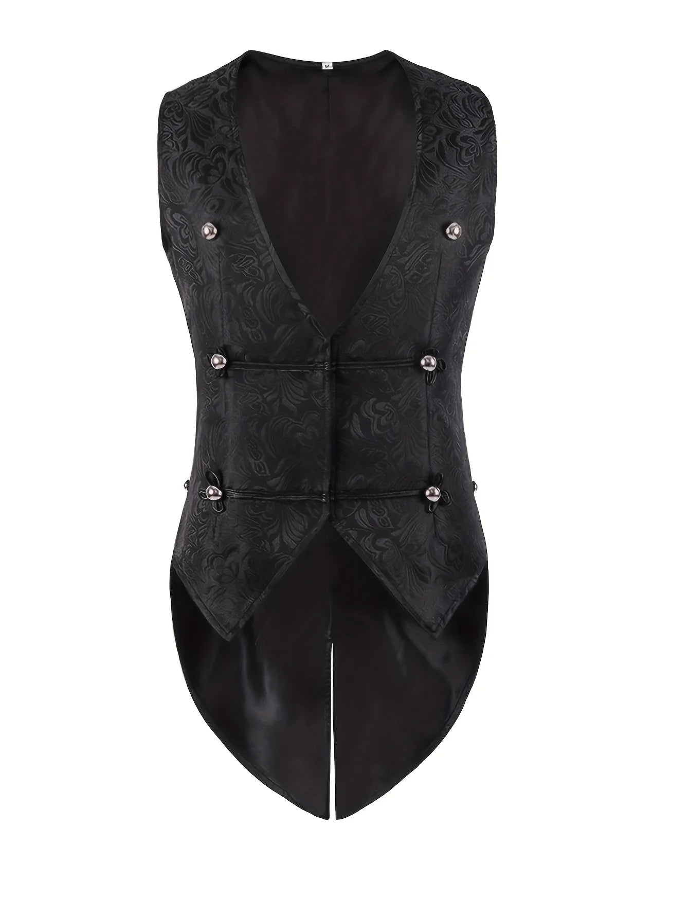 2026 New European Medieval Men's Gothic Vest, Halloween Stage Costume, Button Lapel, Slim Fit, Mid-Length Black Waistcoat