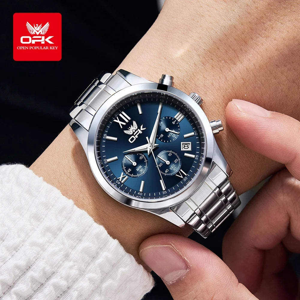 OPK 6052 Mens Watch Automatic Date Stainless steel Band High Quality Men's Watches