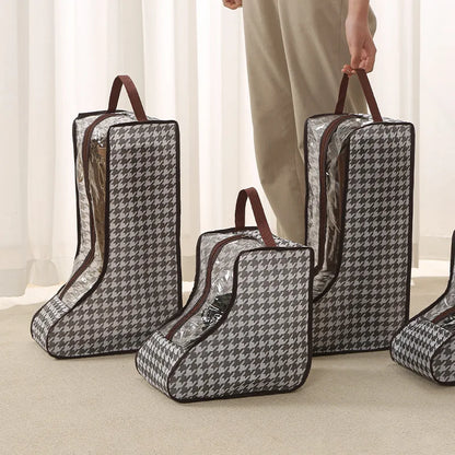 Tall Boot Storage Bags with Clear PVC Window Breathable Dustproof Organizer Prevent Slouching for Knee High Shoes Closet Women