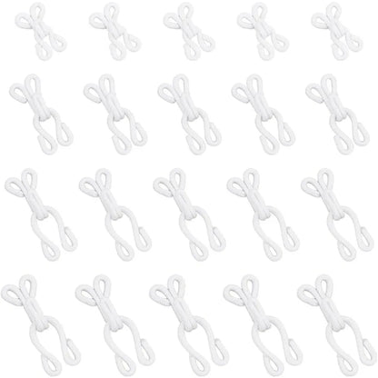 80Pcs 4 Sizes Covered Sewing Hooks and Eye Closure White Sewing Hidden Hook for Clothing Bra Thick Leather deep Pile Fabrics