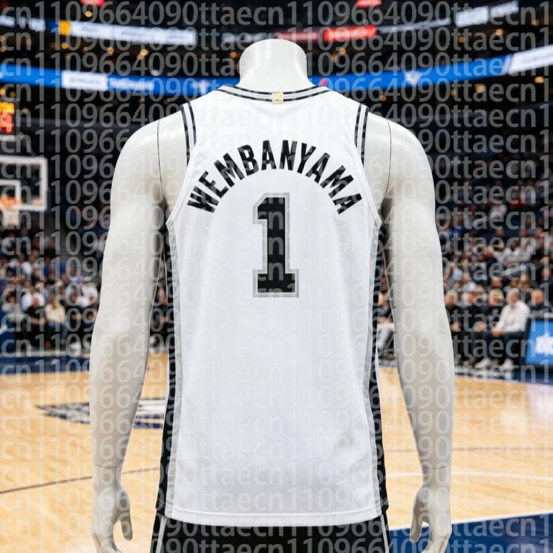 Victor Wembanyama 1#  Basketball Jersey White Breathable Sleeveless Sportswear  Fan Edition  Quick-drying Top Men Y2K Basketball