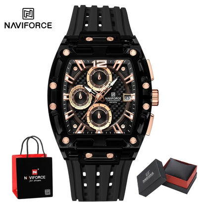 NAVIFORCE Man's Watch 5ATM Waterproof Quartz Chronograph Silicone Strap Stylish Students Sports Male Luxury Wristwatch Gifts Box