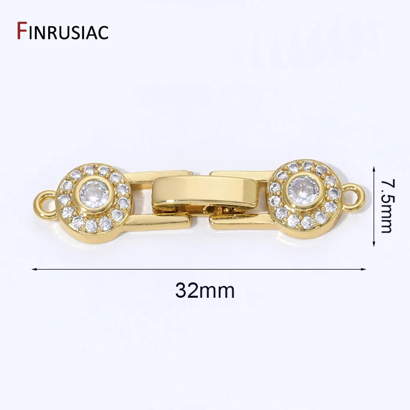 18K Gold Plated Brass Pearl Clasp Connector,Clasps For Bracelet,Zircon Fasteners Lock Clasps For DIY Jewelry Making Supplies