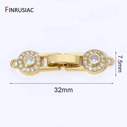 18K Gold Plated Brass Pearl Clasp Connector,Clasps For Bracelet,Zircon Fasteners Lock Clasps For DIY Jewelry Making Supplies
