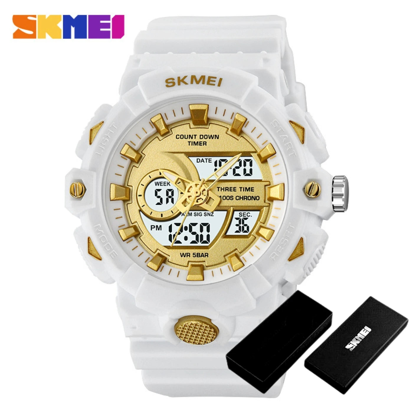 Multifunctional LED Light Digital Sport Watch Mens Casual Student Stopwatch Clendar Clock Quartz Analog Wristwatches 2225