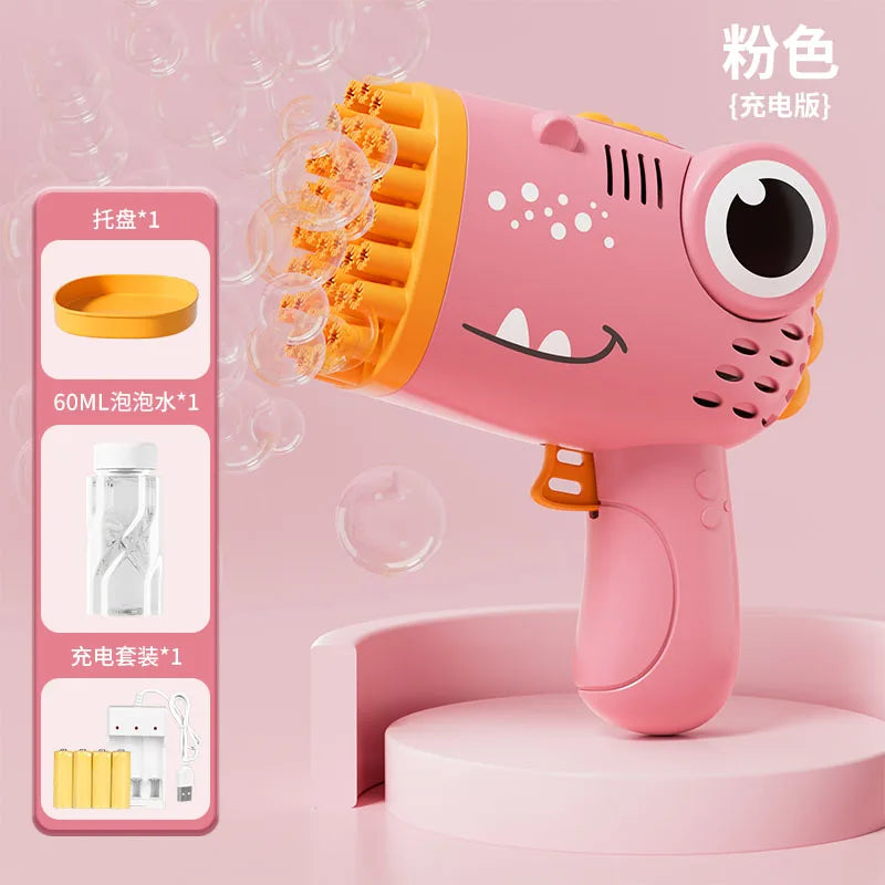 40 Hole Dinosaur Bubble Handheld Bubble Machine, Electric Bubble Gun Outdoor Wedding Party Toy(without Bubble Water)