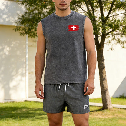 Casual Summer  sleeveless Men's 2 Piece Outfit