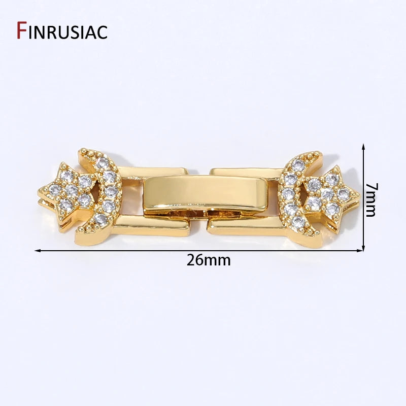 18K Gold Plated Brass Pearl Clasp Connector,Clasps For Bracelet,Zircon Fasteners Lock Clasps For DIY Jewelry Making Supplies