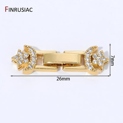 18K Gold Plated Brass Pearl Clasp Connector,Clasps For Bracelet,Zircon Fasteners Lock Clasps For DIY Jewelry Making Supplies