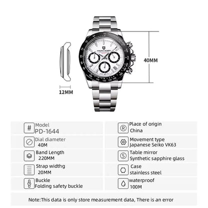 PAGANI DESIGN Top Men Business Watch Luxury Classic Quartz Wristwatch Chronograph Ceramic Bezel Waterproof Watches for Men Gift