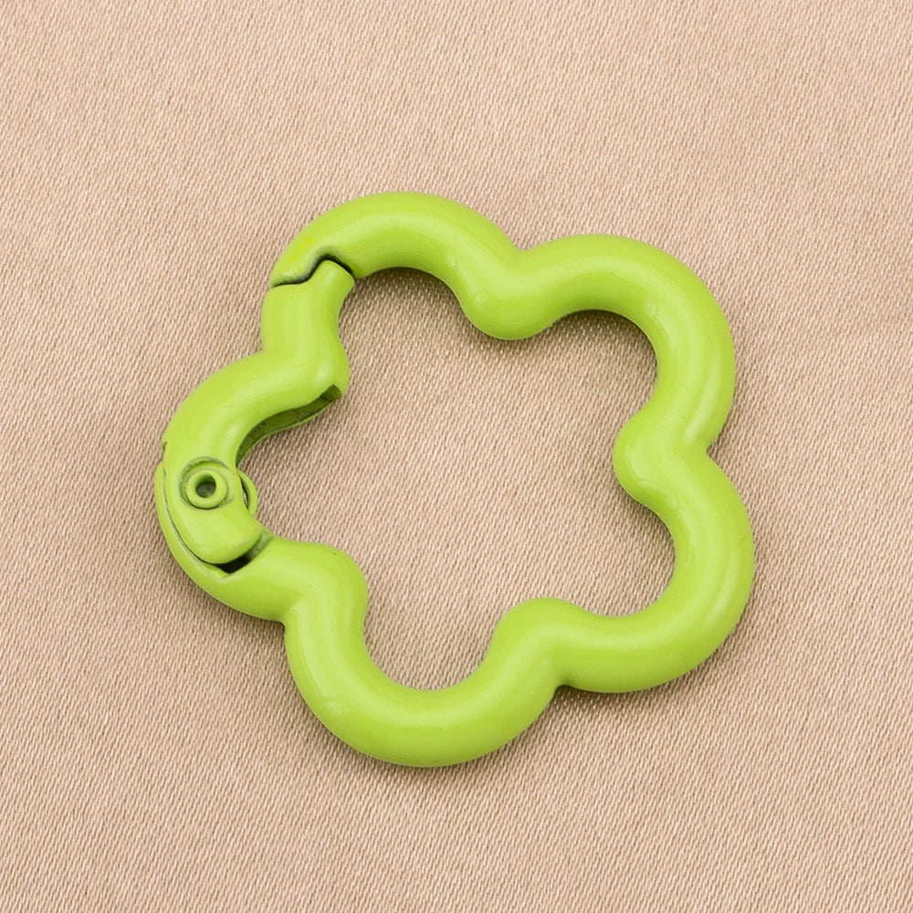 5/10pcs Colorful Flower-shaped Alloy Carabiner Rings Keychain Clip Spring Hook Hanging Buckle For DIY Jewelry Making Accessories