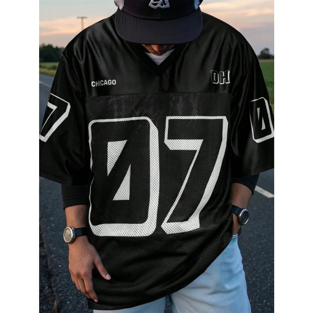 2026 Summer New Men's V-Neck T-Shirt 3D Pattern Printing Street Casual Fashion Comfortable  Breathable Short Sleeve