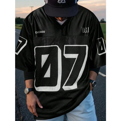 2026 Summer New Men's V-Neck T-Shirt 3D Pattern Printing Street Casual Fashion Comfortable  Breathable Short Sleeve