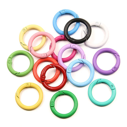 5-20pcs Colorful Spring O Rings Round Carabiner Key Ring Trigger Snap Buckle Keychain DIY Jewelry Making Bag Charm Accessories
